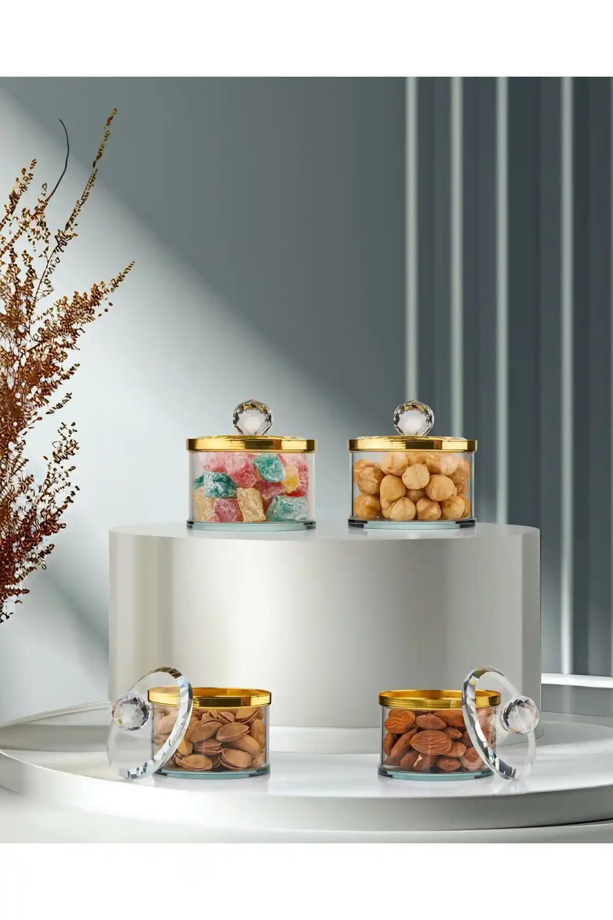 Sensoria El Yapımı Gold Renkli Cam Kase Seti Dekoratif ve Çok Amaçlı Kullanım İçin