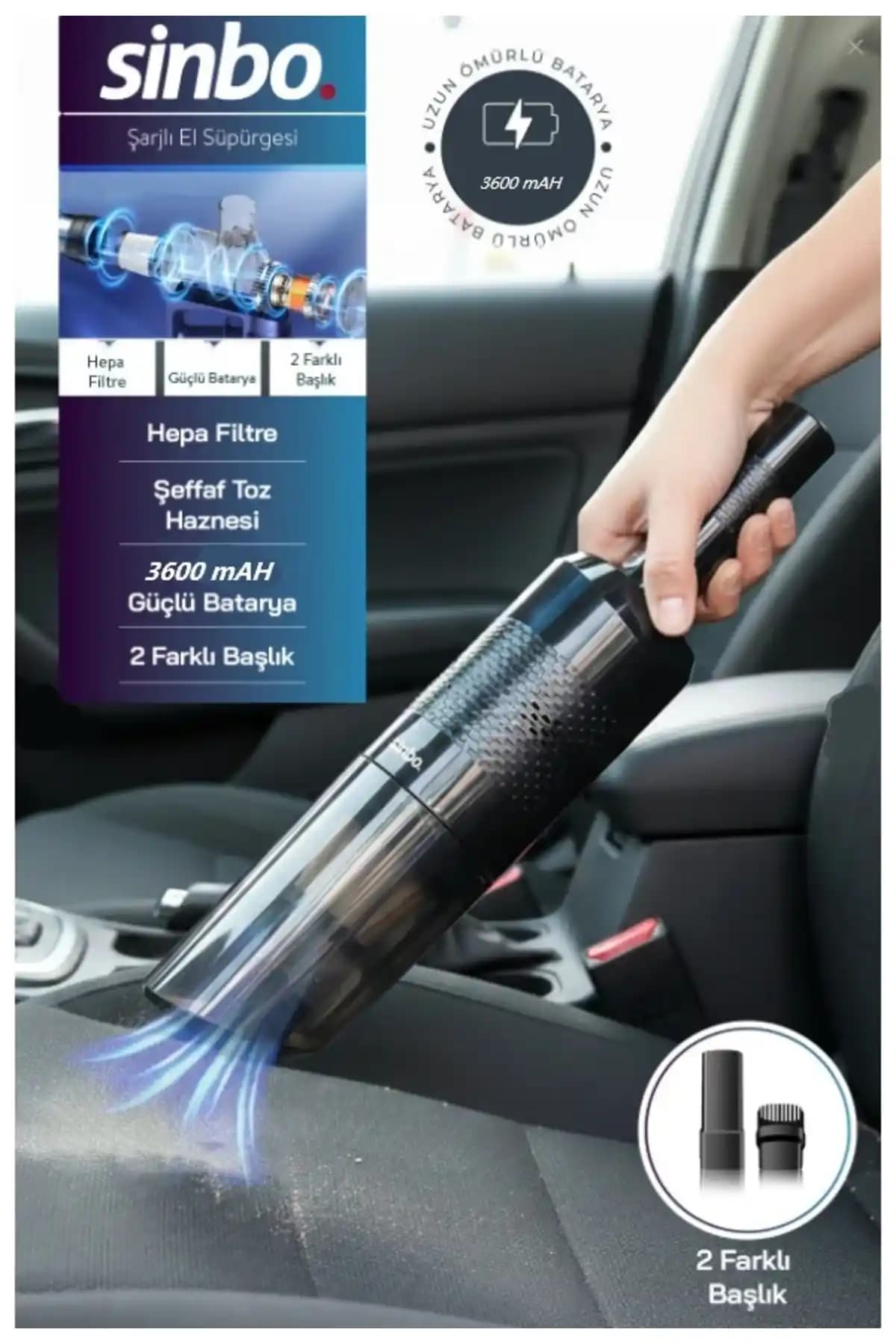 Sinbo SVC-8617 Şarjlı Araç Süpürgesi: Güçlü Performans ve Pratik Temizlik Çözümü