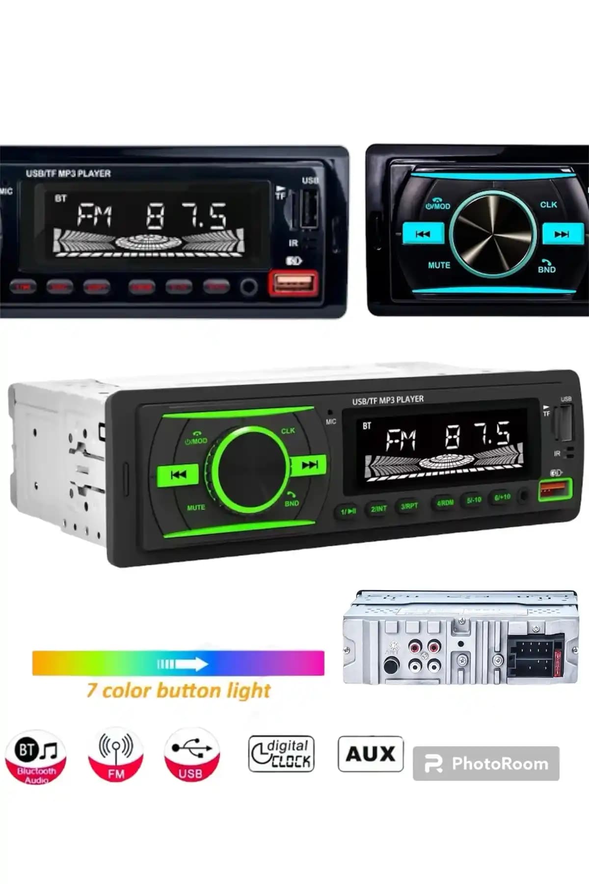 Sunask 920d RGB Tuş Işığı Çift Usb’li Bluetooth’lu Oto Teyip Radyo Amfi Çıkışlı