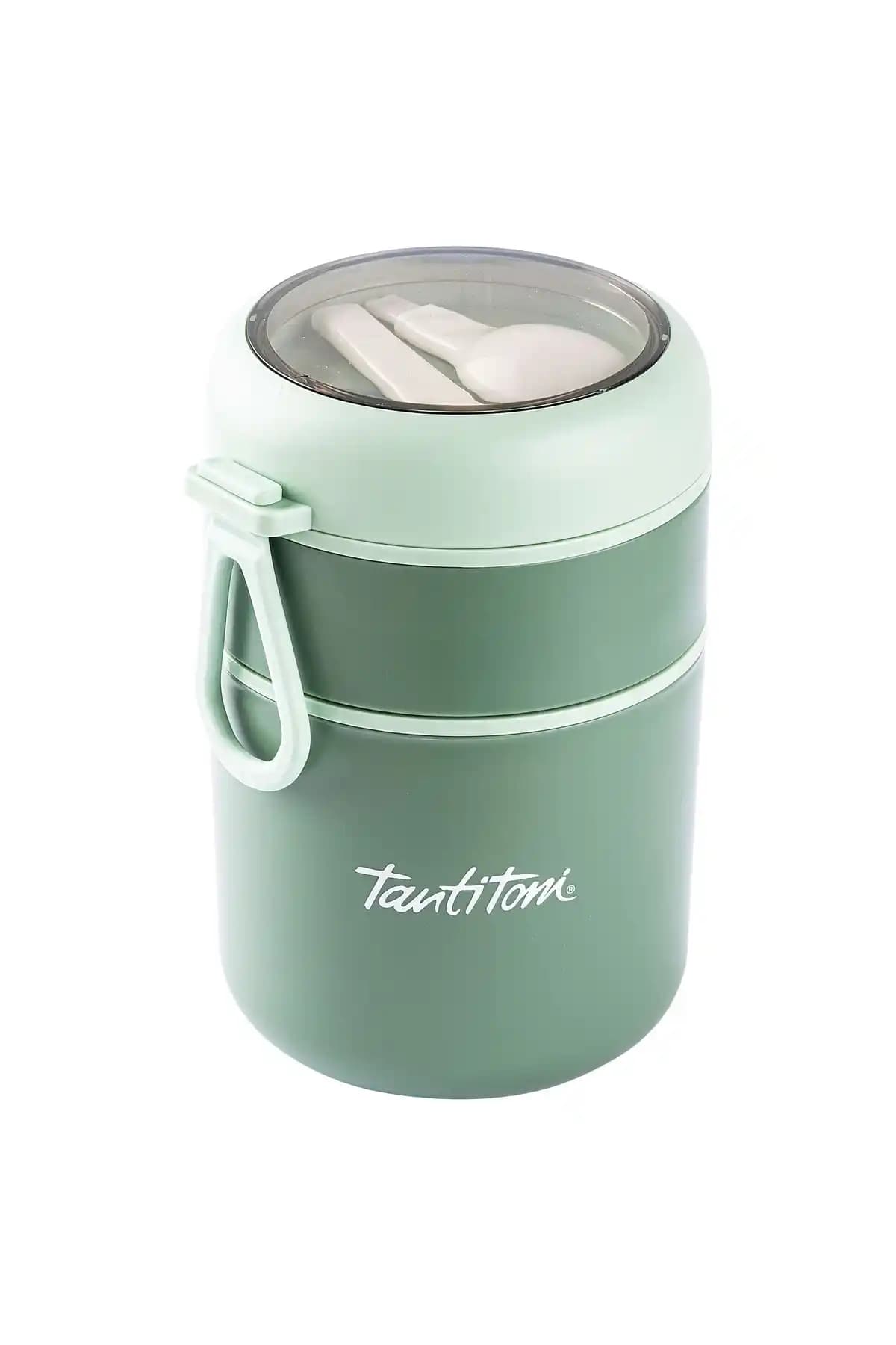 Tantitoni Yeşil Paslanmaz Çelik ve Plastik Yemek Kabı Günlük Kullanım İçin Uygun