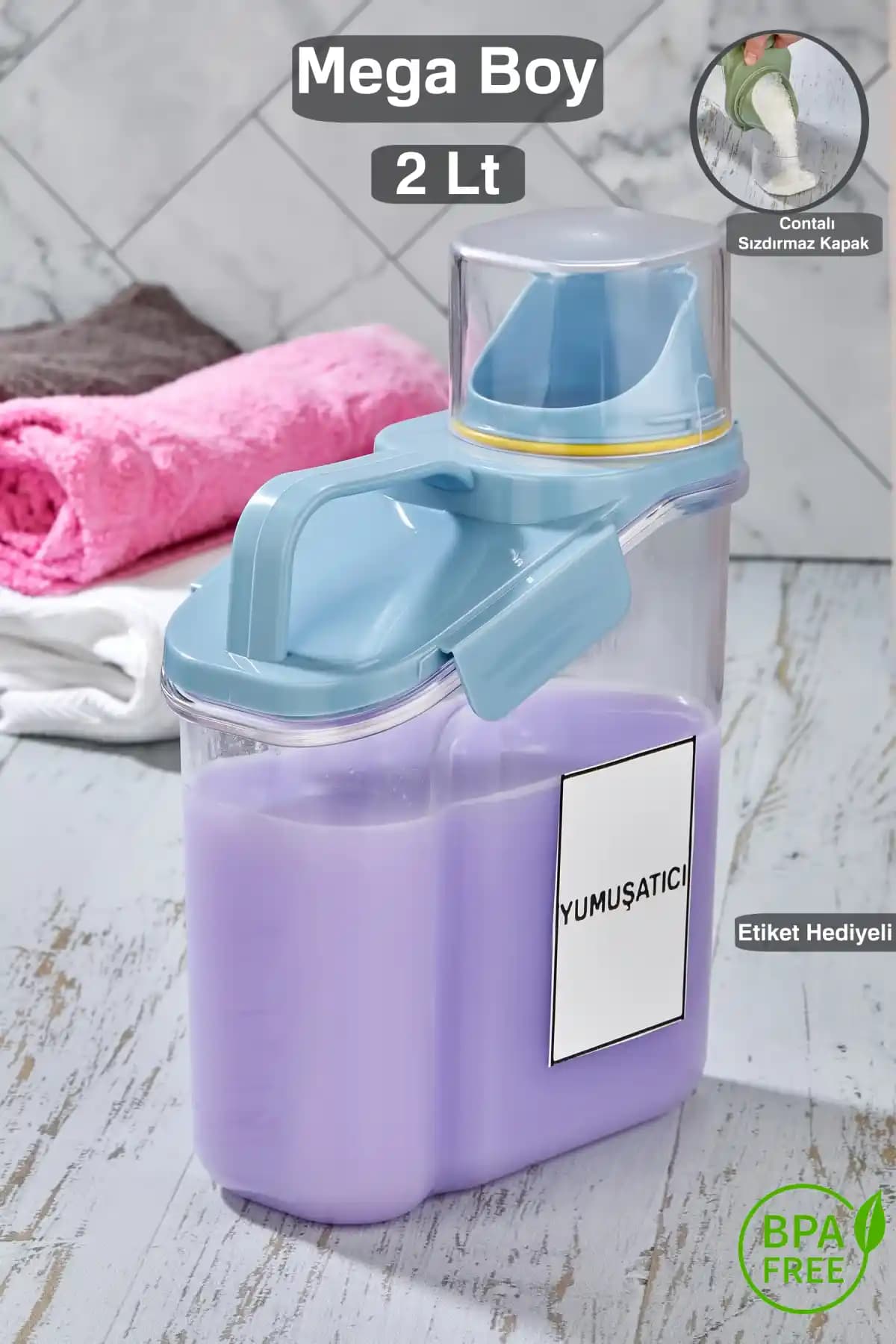 Tugomer Kapaklı Sıvı Toz Deterjan Saklama Kabı Çok Amaçlı ve Pratik Kullanım İçin Uygun