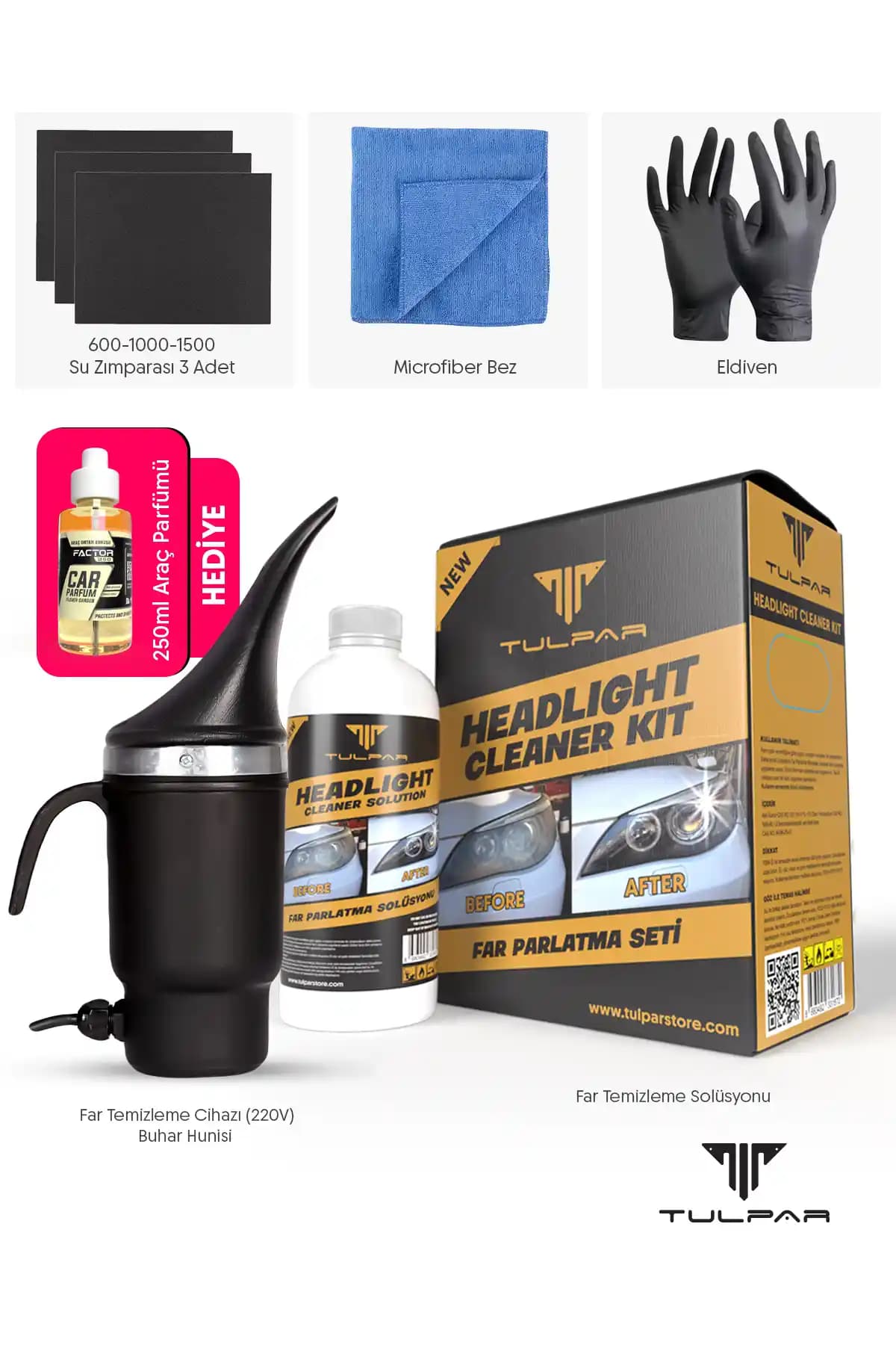 TULPAR KİMYA Buharlı Far Temizleme ve Parlatma Seti: Otomobil Far Bakımında Yenilikçi Çözüm