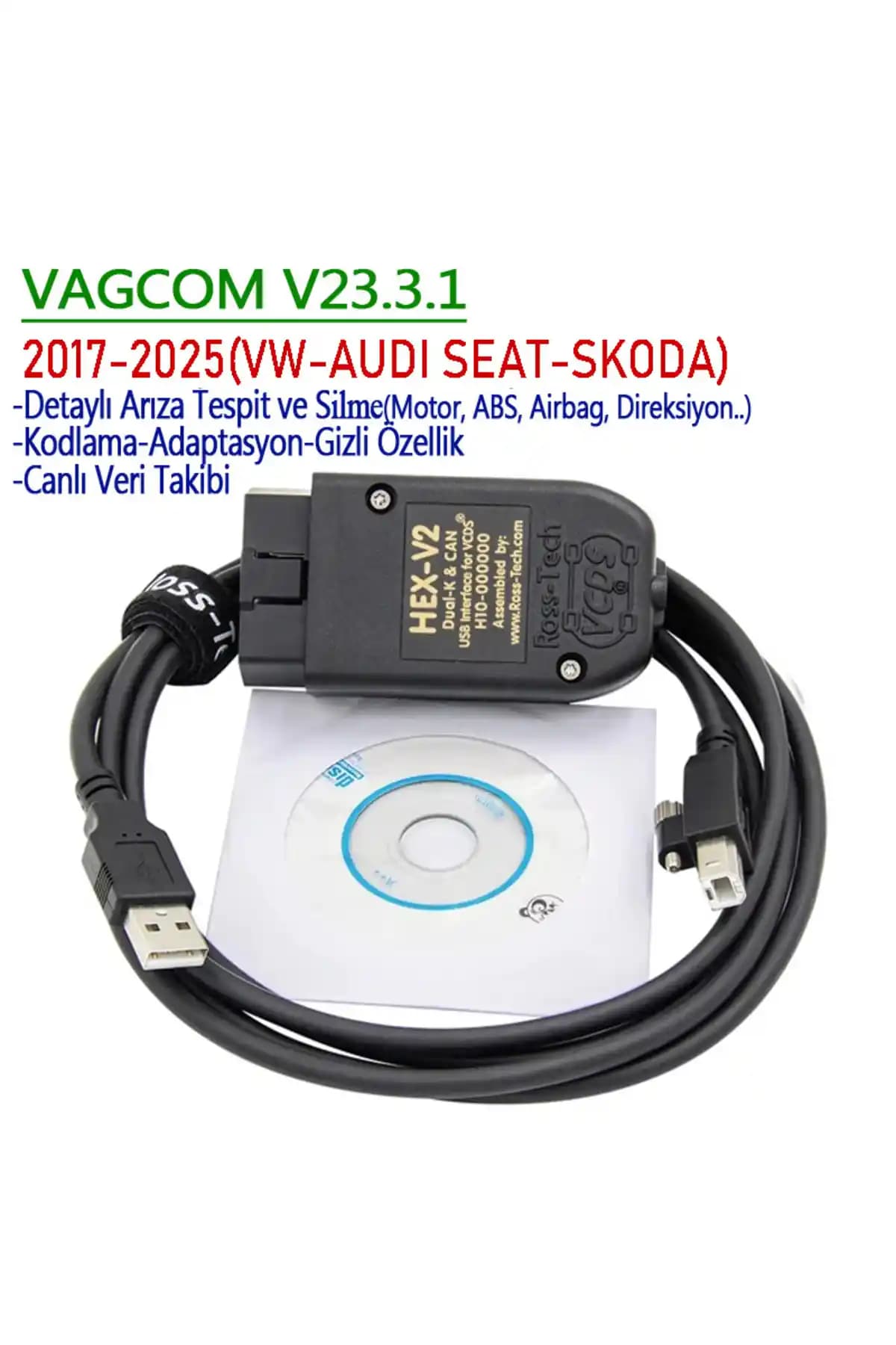 Vagcom VCDS 2017-25 Volkswagen ve Audi Araçları İçin Gelişmiş Arıza Tespit ve Kodlama Cihazı