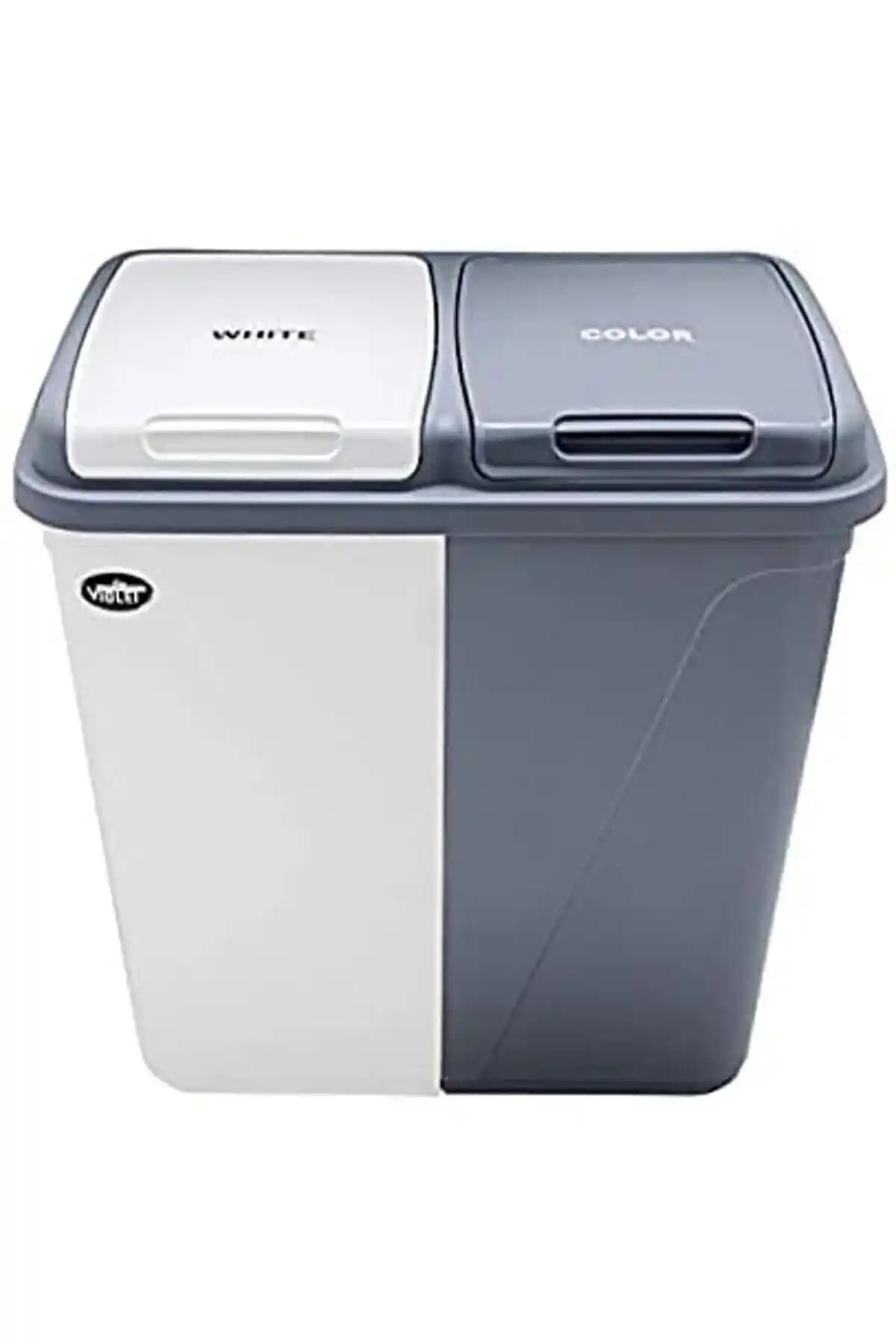 Violet Kirli Çamaşır Sepeti: Dayanıklı ve Şık Çift Bölmeli Ev Düzeni Çözümü