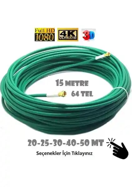 Vwin 15 Metre 64 Tel RG6/U4 Gold Uçlu Anten Kablosu Yüksek Performans ve Dayanıklılık