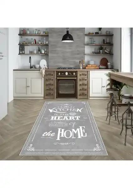 West Home Dijital Baskılı Yıkanabilir Kaymaz Taban Mutfak Halısı Modern ve Dayanıklı Tasarım
