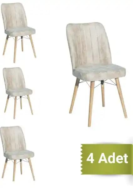 Yafes Kare Gold 4'lü Modern Sandalye Seti Mutfak ve Yemek Odası İçin Uygun