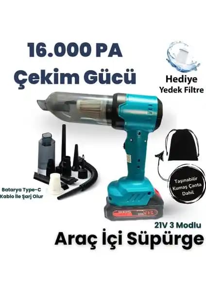 Yussraw PRO HL-126 Araç İçi Süpürge 2 In 1 Güçlü ve Çok Fonksiyonlu Temizlik Çözümü