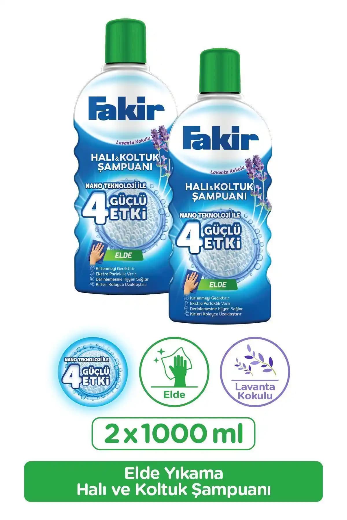 Fakir Elde Lavanta Nano Halı ve Koltuk Şampuanı 1 Litre Temizlik ve Ferahlık Sağlar