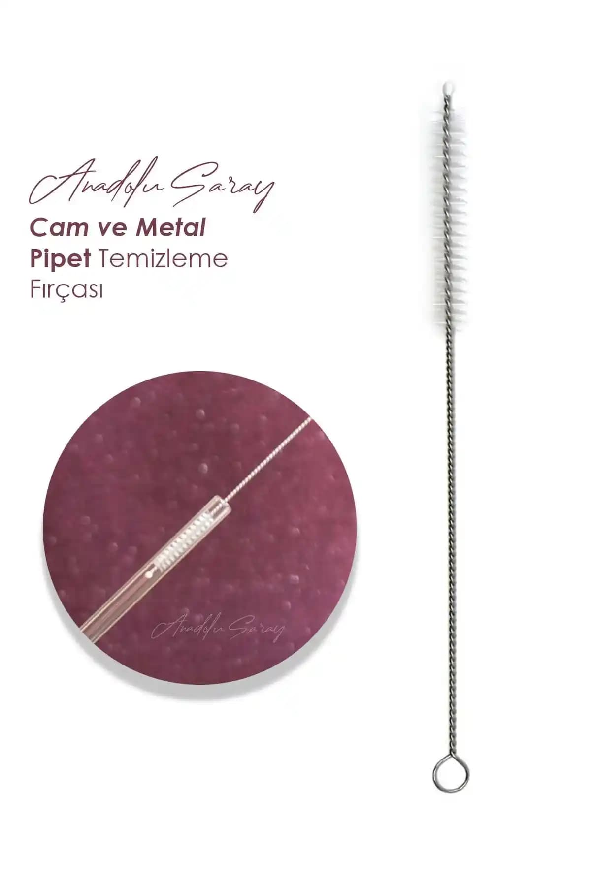 Anadolu Saray Pratik Cam ve Metal Pipet Temizleme Fırçası 23 cm Uzunlukta Hijyenik Temizlik