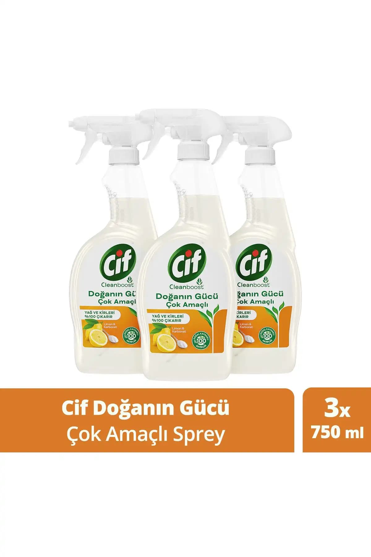 Cif Doğanın Gücü Çok Amaçlı Yüzey Temizleyici Sprey Doğa Dostu Güçlü Temizlik İçin