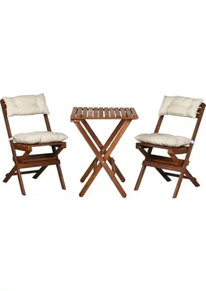 Bysay Ahşap Katlanır Minderli 3'lü Bistro Set ve Pratico 3'lü Masa Sandalye Seti Karşılaştırması 1