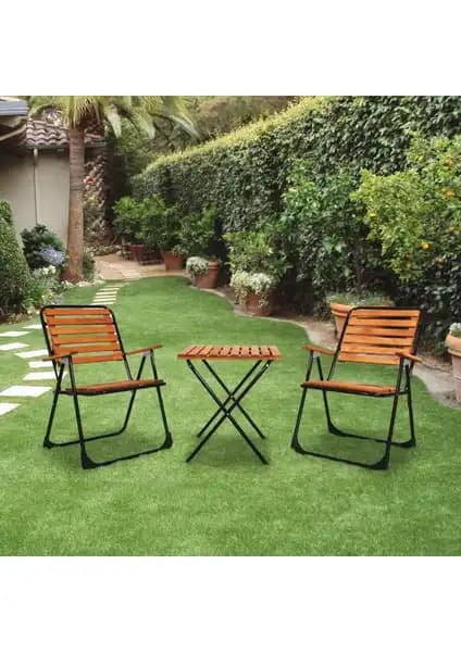 Bysay Ahşap Katlanır Minderli 3'lü Bistro Set ve Pratico 3'lü Masa Sandalye Seti Karşılaştırması 2