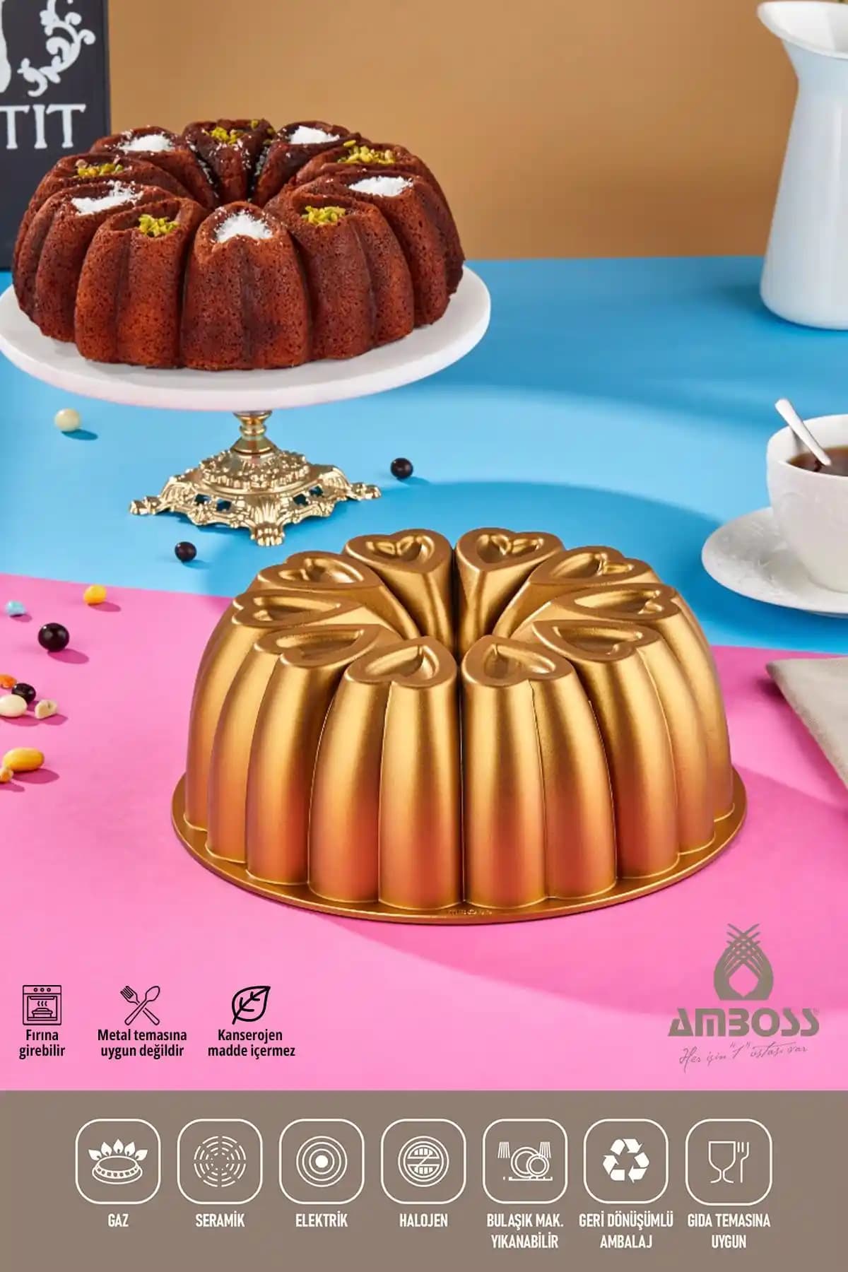 Amboss Ametist Döküm Kek Kalıbı: Dayanıklı ve Estetik Tasarım ile Mutfakta Fark Yaratın