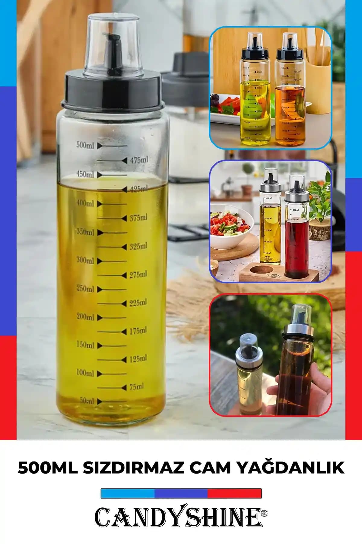 CandyShine Sızdırmaz Premium Cam Yağlık: Estetik ve Pratik Mutfak Gereçleri