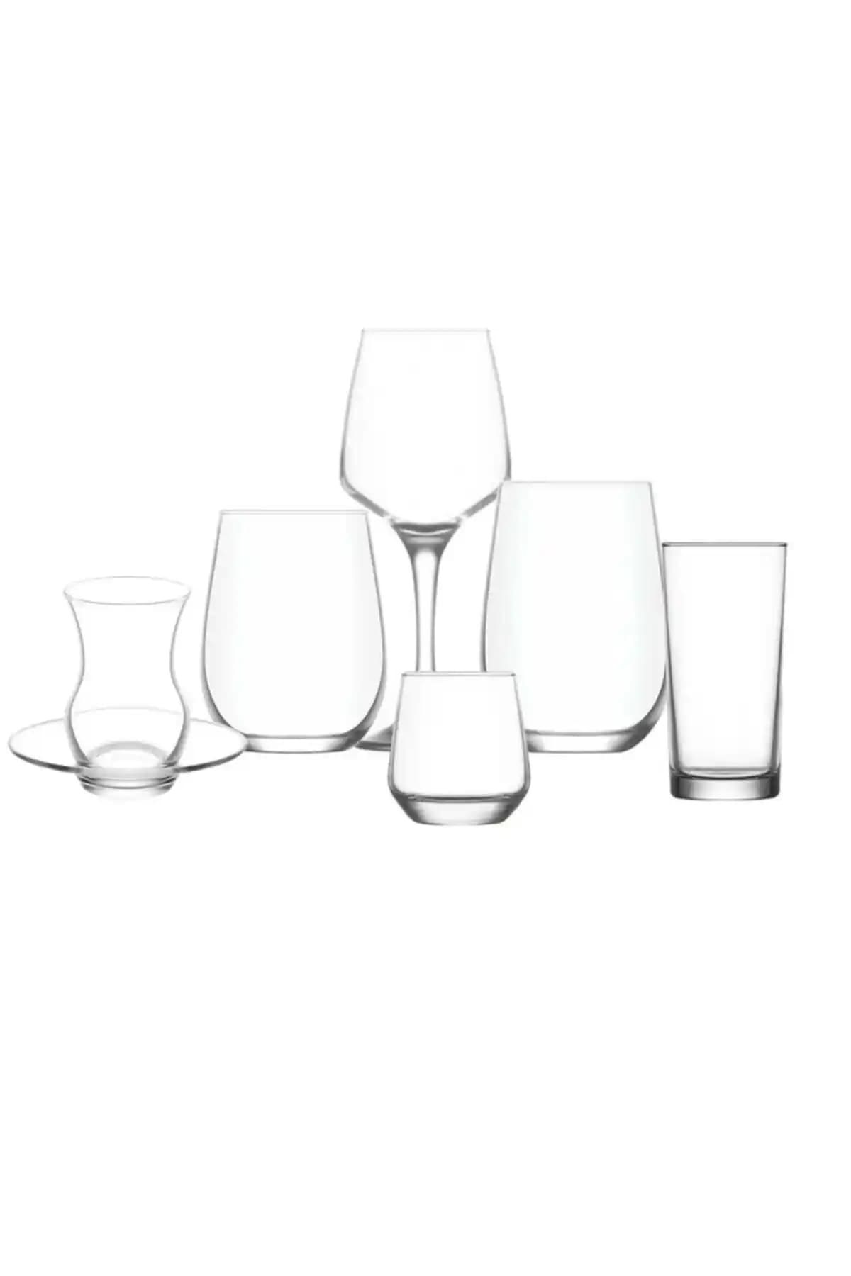 LAV Süper Akdeniz 42 Parça Bardak Takımı Şık ve Dayanıklı Cam Seti