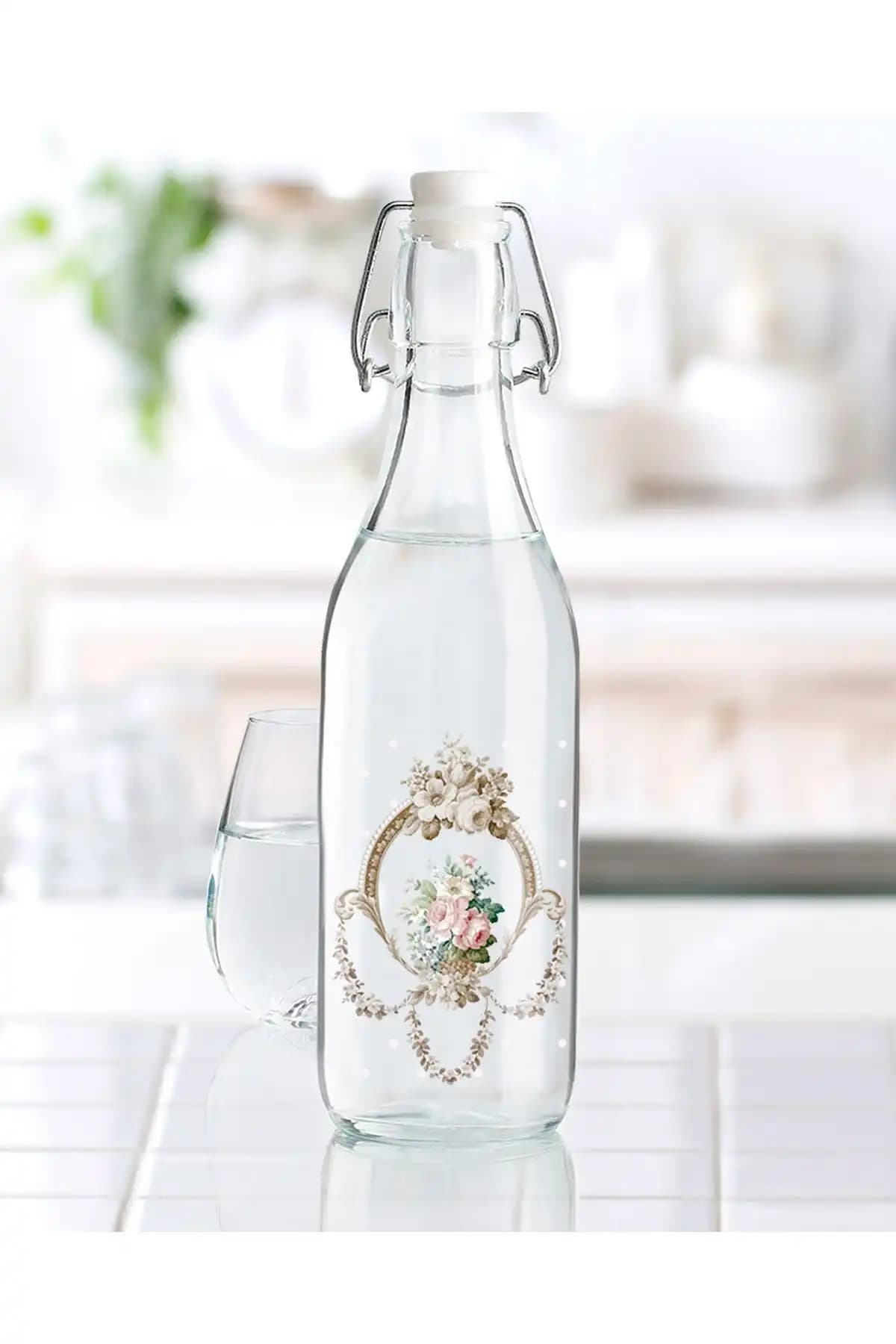Madame Coco Rosa Su Şişesi 1000 ml Cam Şişe Estetik ve Fonksiyonel Tasarım