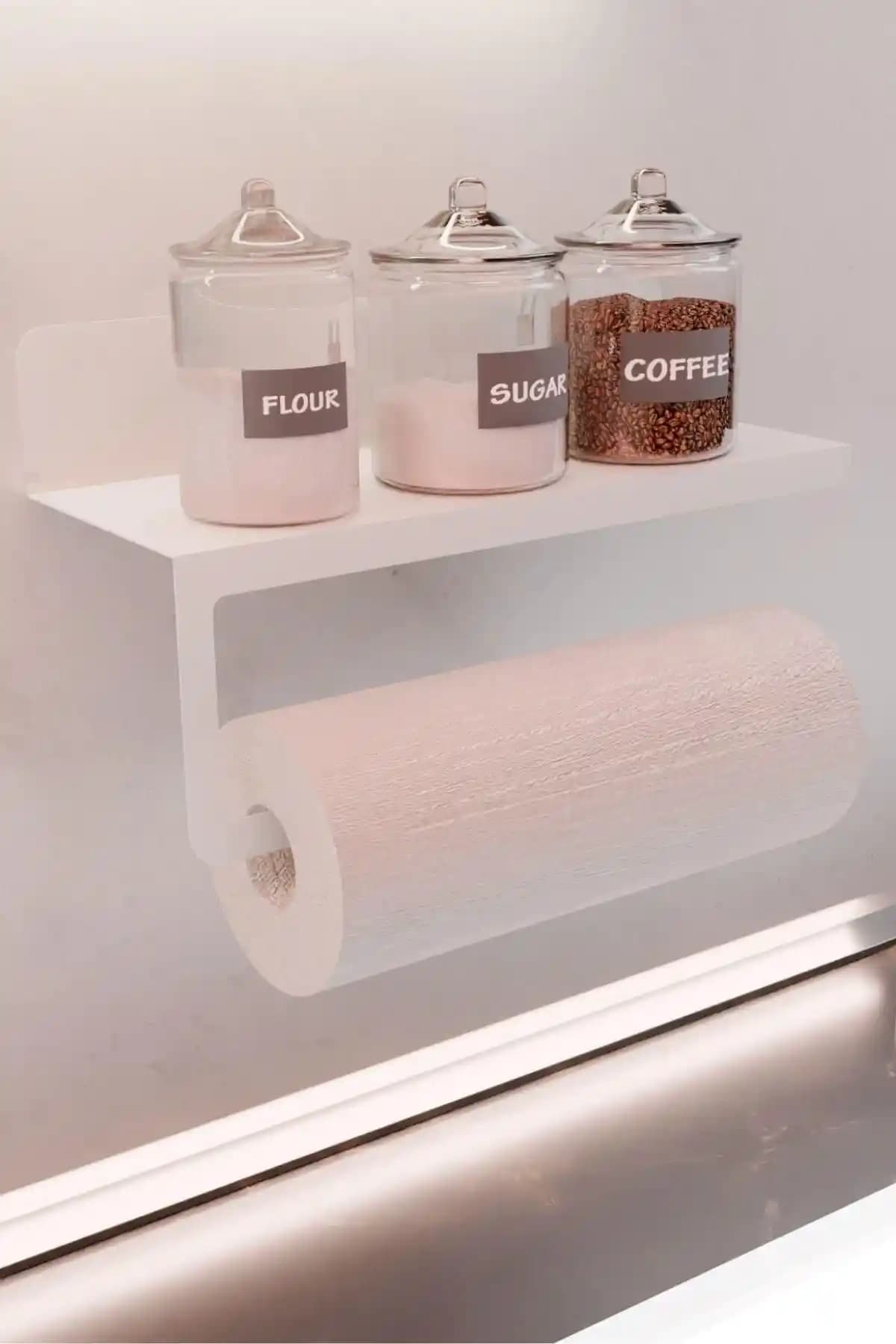 Risingmaber Ultra Güçlü Yapışkanlı Beyaz Metal Baharatlık ve Havluluk Tasarımı