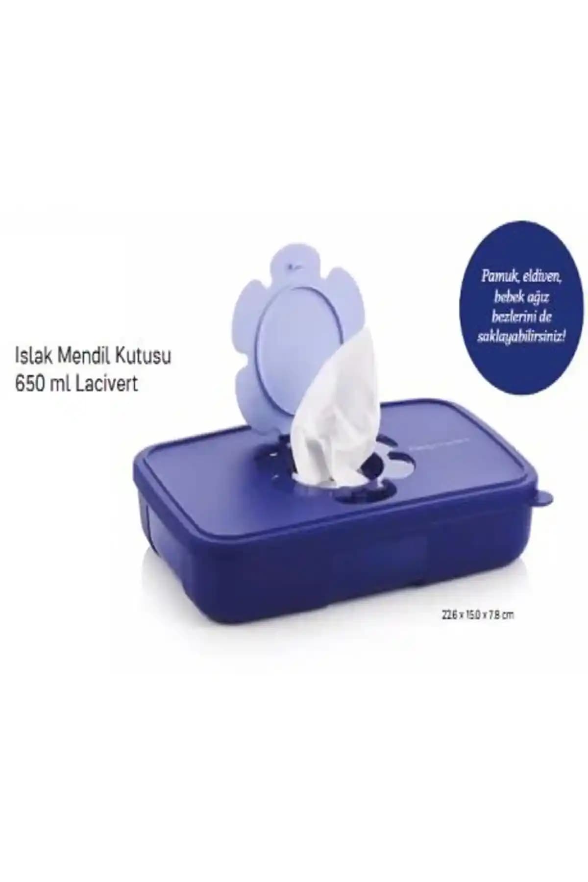 Tupperware Lacivert Islak Mendil Kutusu 650 ml Dayanıklı ve Pratik Temizlik Çözümü