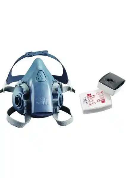 3M Yarım Yüz Maskesi 7502 ve 6035 Filtre Seti Güvenli ve Konforlu Solunum Çözümü