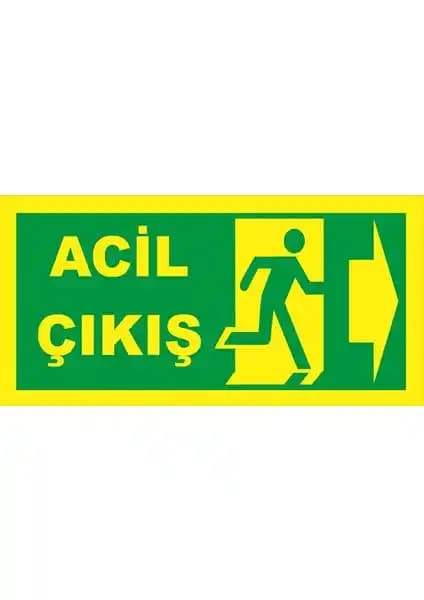 Baysan Fosforlu Fotolümen Levha Yönlendirme Acil Çıkış Sağ Ok 12x24 cm Güvenlik İçin