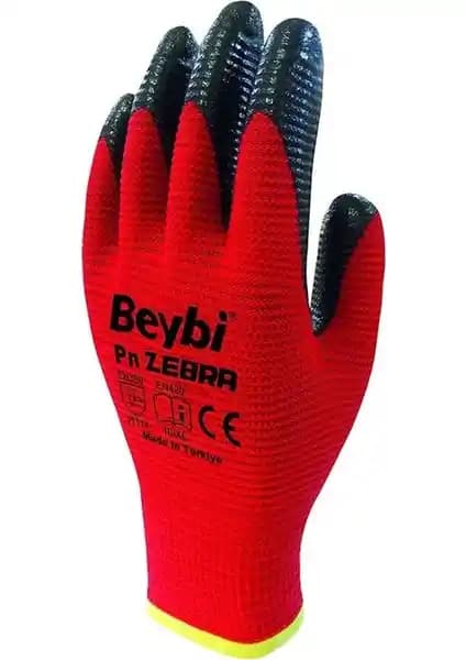 Beybi Zebra Kırmızı Nitril İş Eldiveni: Güvenlik ve Dayanıklılık İçin Uygun Çözüm