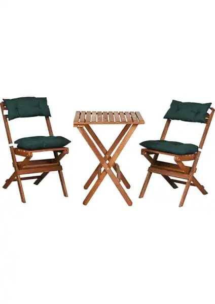 Bysay Ahşap Katlanır Minderli 3’lü Bistro Set: Dayanıklı ve Estetik Dış Mekan Mobilyası