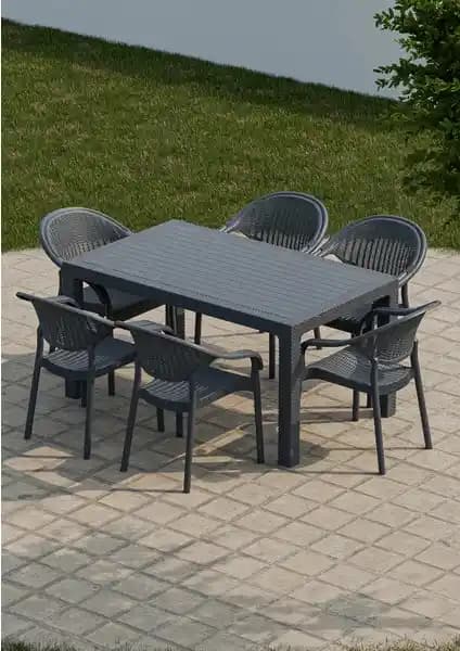 Çavdar Group 90x150 cm Rattan Masa Takımı Bahçe ve Teras İçin Modern Tasarım