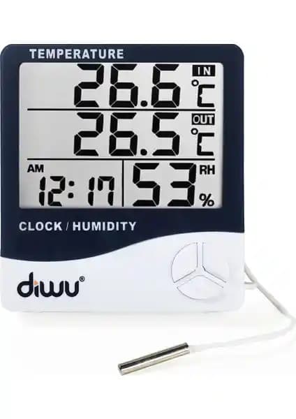 Diwu Çok Fonksiyonlu Dijital Termometre Nem Ölçer Saat Takvim Özellikleri ve Kullanım Alanları