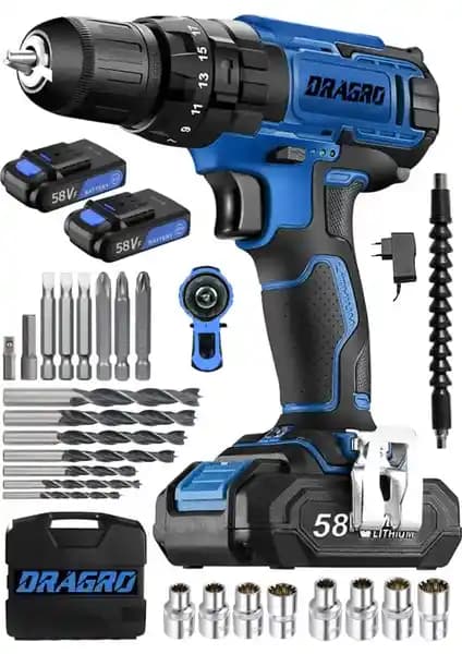 Dragro Alman 58V 5Ah Darbeli Metal Şanzuman Şarjlı Vidalama Matkap Özellikleri ve Kullanım Alanları