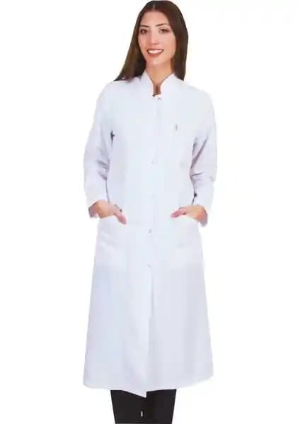 İnci Uzun Boy Hakim Yaka Tesettür Doktor Öğretmen Önlüğü Üstün Kalite ve Fonksiyonellik