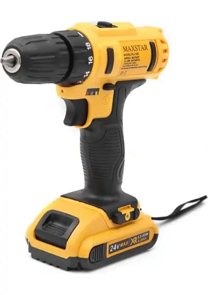 Maxstar Tools Turbo 24V5AH Darbeli Turbo X2 Li-Ion Çift Akülü Profesyonel Vidalama Şarjlı Matkap