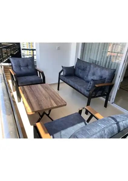 Modern ve Dayanıklı Dış Mekan Oturma Takımı 2+1+Sehpa – Bahçe ve Balkon İçin Uygun