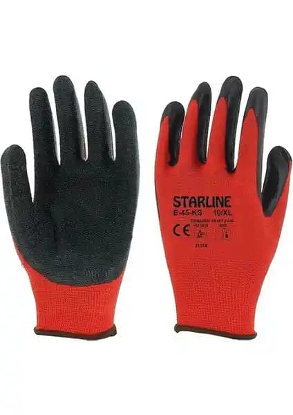 Starline E-45 Dalgalı Lateks Eldiven Güç ve Konfor Sunan Çok Amaçlı Koruyucu
