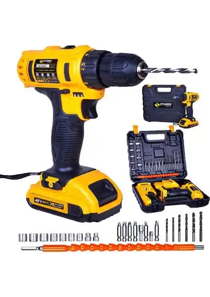 Sturdy Max Tools 46 V 5 Ah Li-On 24 Parça Çift Akülü Turbo Şarjlı Vidalama Profesyonel Kullanım