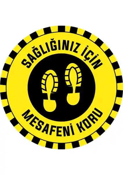 Tasarimo Güvenli Alan Etiketi Sosyal Mesafe Zemin Etiketi 25x25 cm Dayanıklı ve Estetik Tasarım