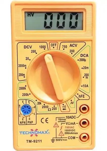 Technomax TM-9211 Çok Fonksiyonlu Multimetre ve Test Cihazı Elektronik ve Elektrik Ölçümleri İçin