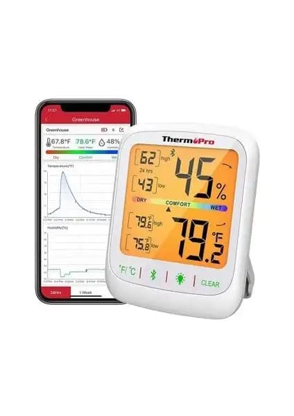 ThermoPro TP359 Bluetooth Limit Aşım Uyarılı İç Mekan Dijital Sıcaklık ve Nem Ölçer Cihazı