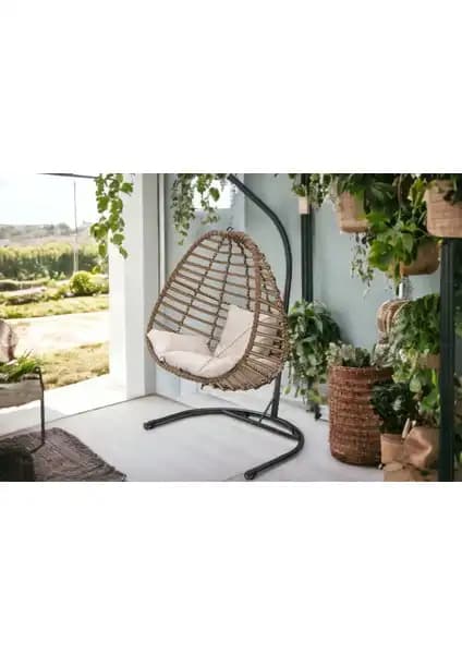 Tu Tienda Rattan Tek Kişilik Bahçe ve Balkon Salıncağı Dayanıklı Tasarım