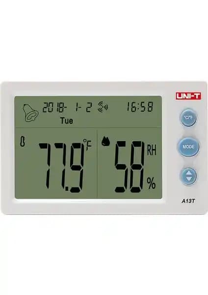 Uni-T A13T Dijital Saatli Sıcaklık ve Nem Ölçer: Hassas ve Çok Fonksiyonlu Ortam Kontrol Cihazı