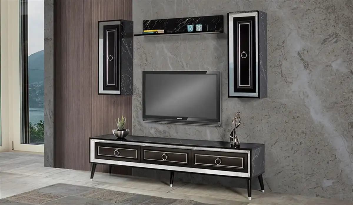 Gümüş Rengi TV Ünitesi ile Modern ve Şık Dekorasyon Fikirleri