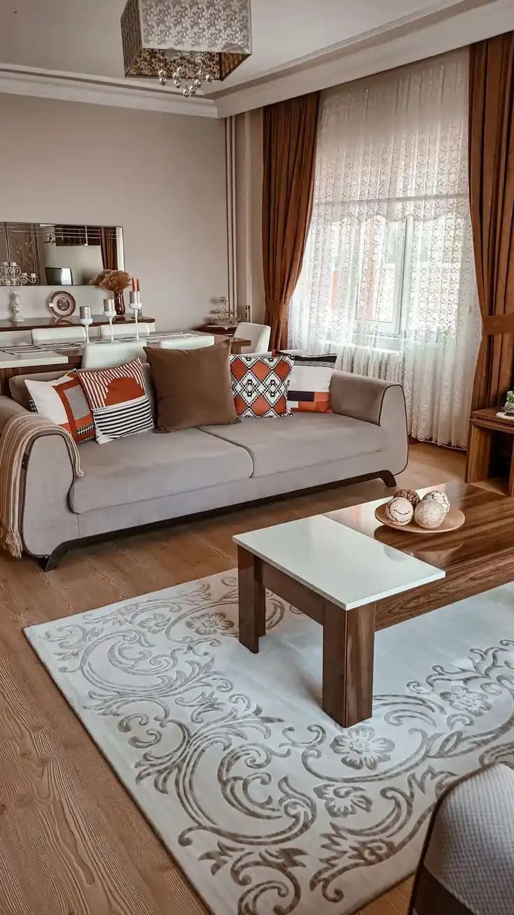 Kahve Krem Rengiyle Modern ve Zarif Salon Dekorasyonu Yöntemleri