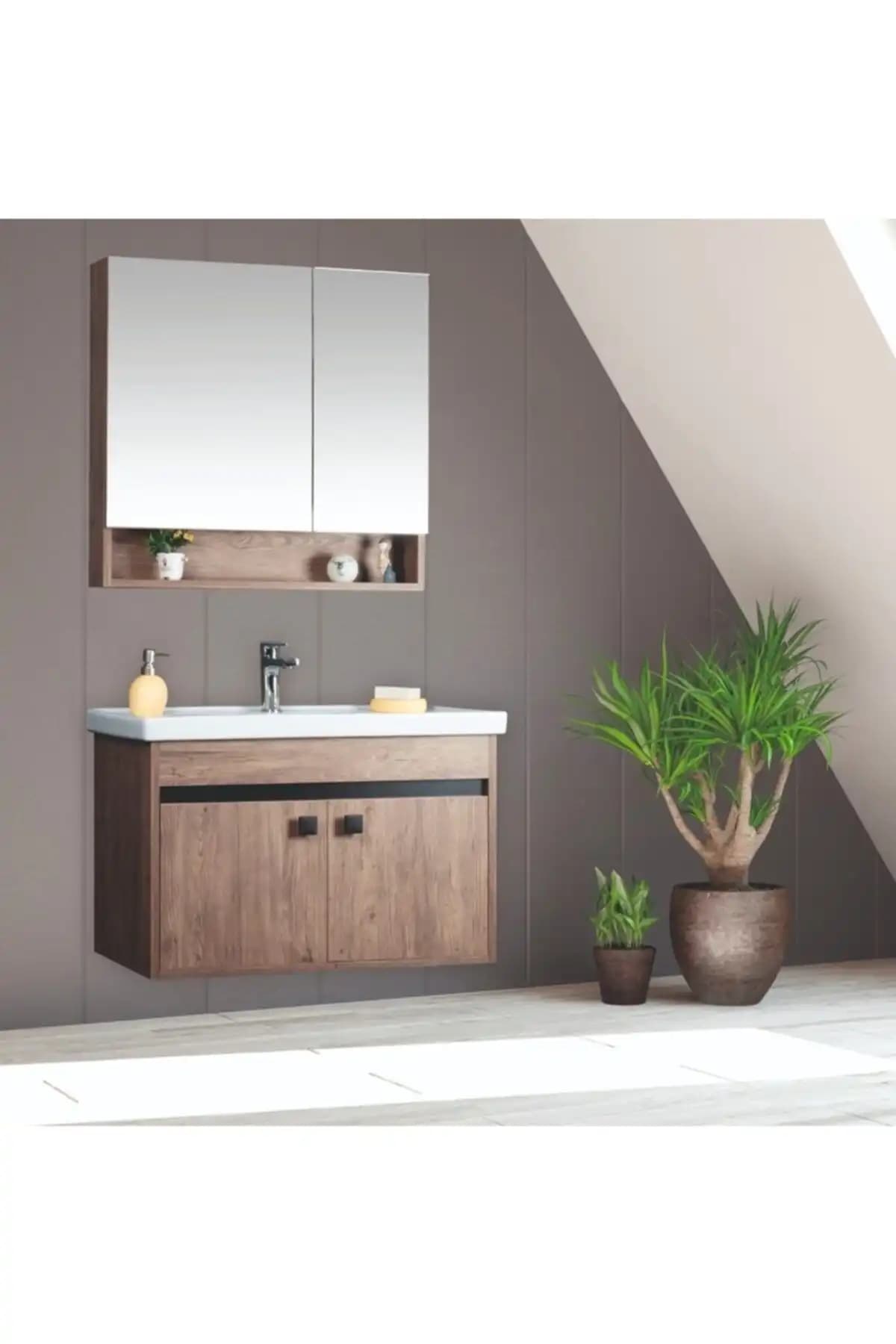 Kahverengi Banyo Dolabı Dekorasyonu ve Tasarım İpuçları