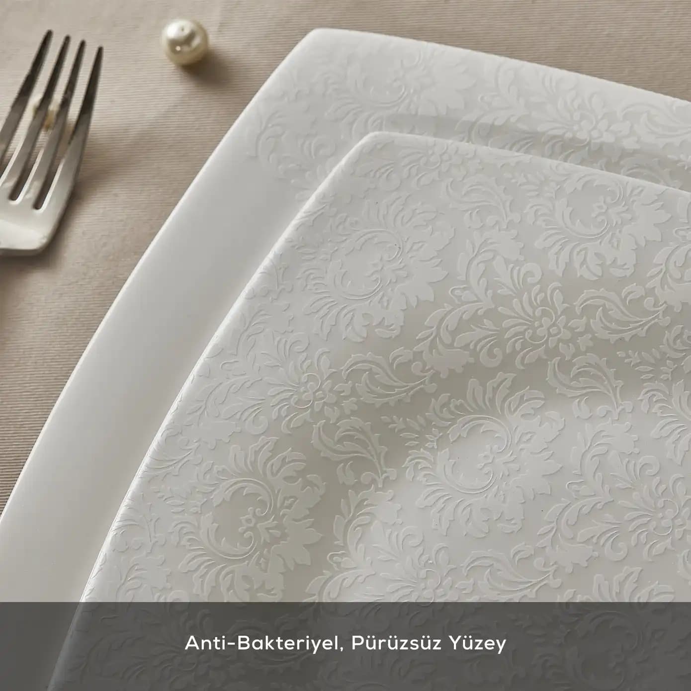 Karaca Fine Pearl Helen 62 Parça İnci Yemek Takımı Modern ve Şık Masa Dekorasyonu İçin Uygun
