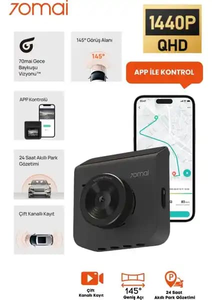 70MAI A400 Dashcam: Yüksek Çözünürlük ve Gelişmiş Güvenlik Özellikleriyle Araç Kamerası