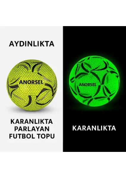 Anorsel Karanlıkta Parlayan ve Faial Şampiyonlar Ligi Kabartmalı Futbol Toplarının Karşılaştırması 1