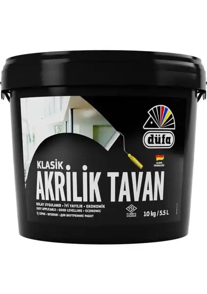 Düfa Klasik Akrilik Tavan Boyası 10 kg - Yüksek Kapatıcılık ve Estetik İçin