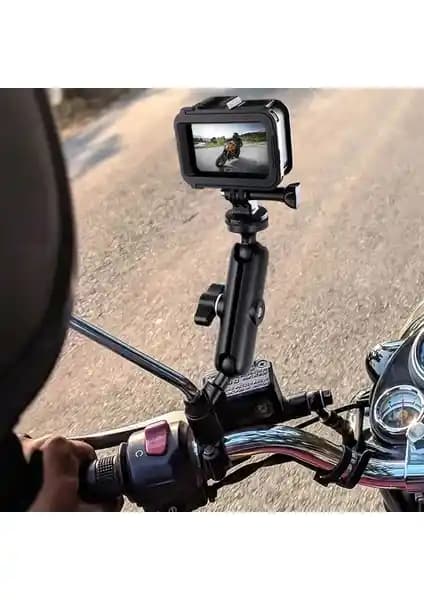 Fimtech Motosiklet ve Bisiklet Aynasına Uygun Ayarlanabilir Kamera Tutucu Aparatı