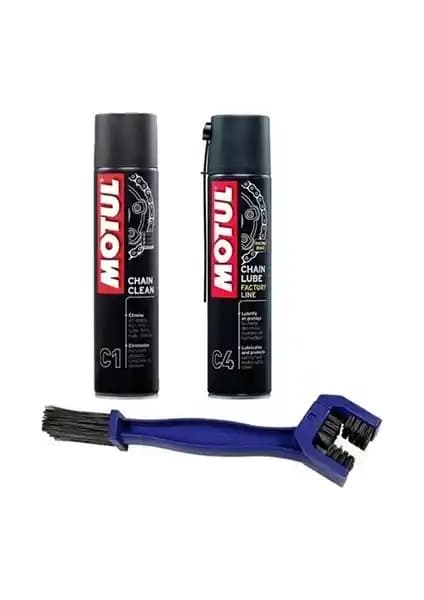 Motul Zincir Bakım Seti C1+C4 ve Zincir Temizleme Fırçası ile Uzun Ömürlü Zincir Bakımı