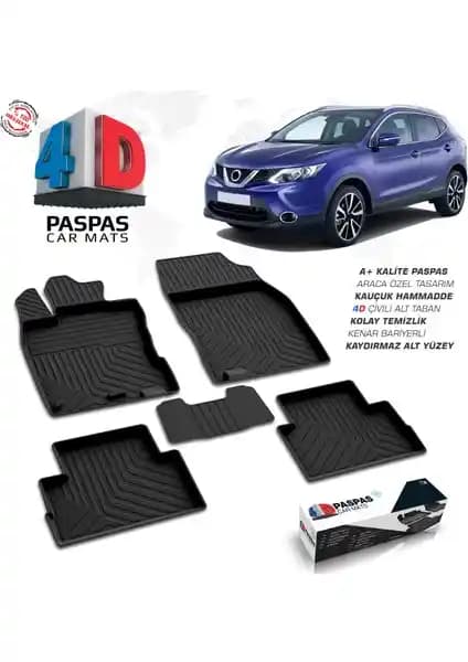 Nissan Qashqai 2 4D için Havuzlu Kauçuk Paspaslar: Dayanıklı ve Pratik Koruma Çözümü